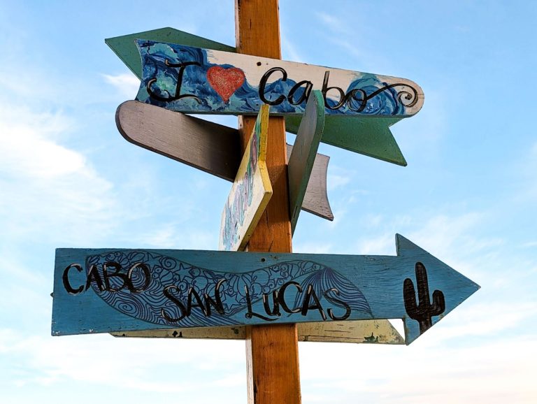 Sign post for Cabo San Lucas trip planning wayfinding