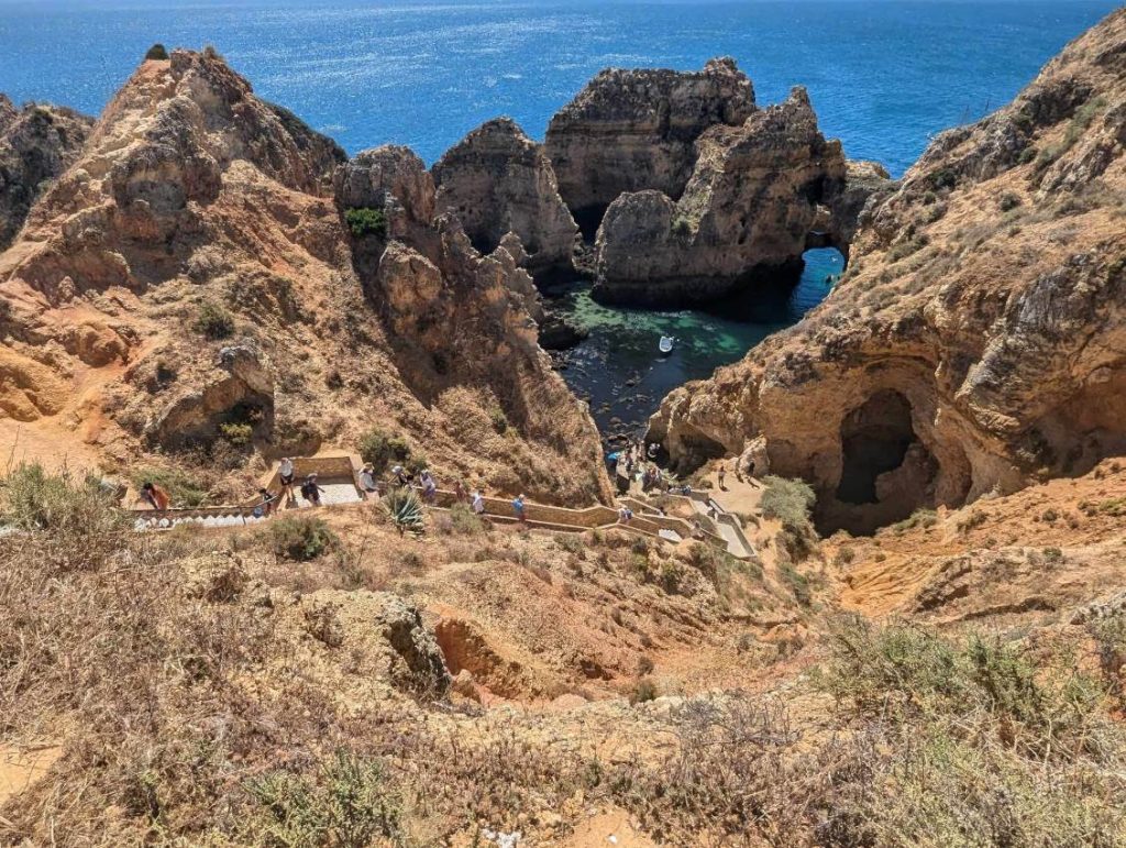 Ponta da Piedade stairs access view in Algarve Portugal