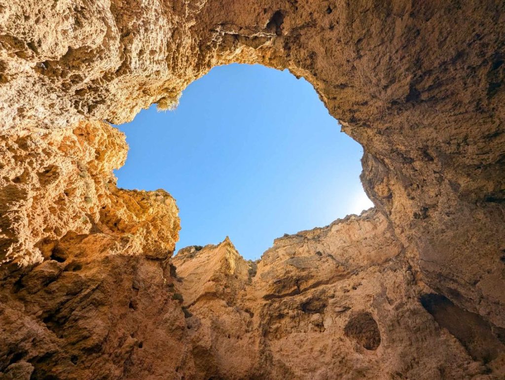 View looking up from Ponta da Piedade grotto boat tour