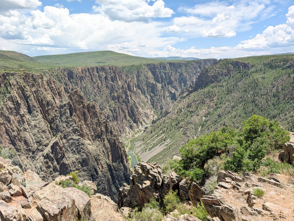 View of the river snaking through the canyon at Pulpit Rock, Black Canyon of the Gunnison.